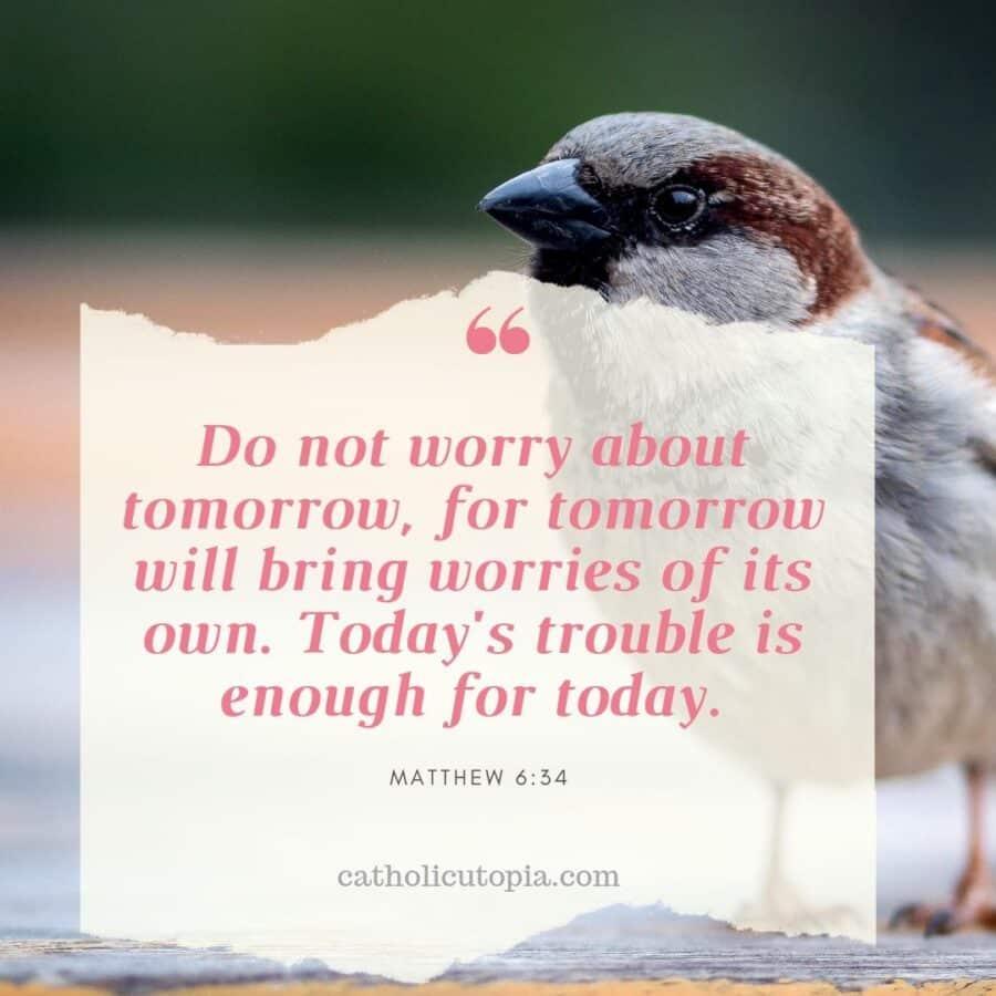 Do not worry about tomorrow, for tomorrow will bring worries of its own. Today's trouble is enough for today